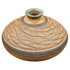 Incised California Studio Pottery Stoneware Weed Pot / Vase by Steve Dominguez