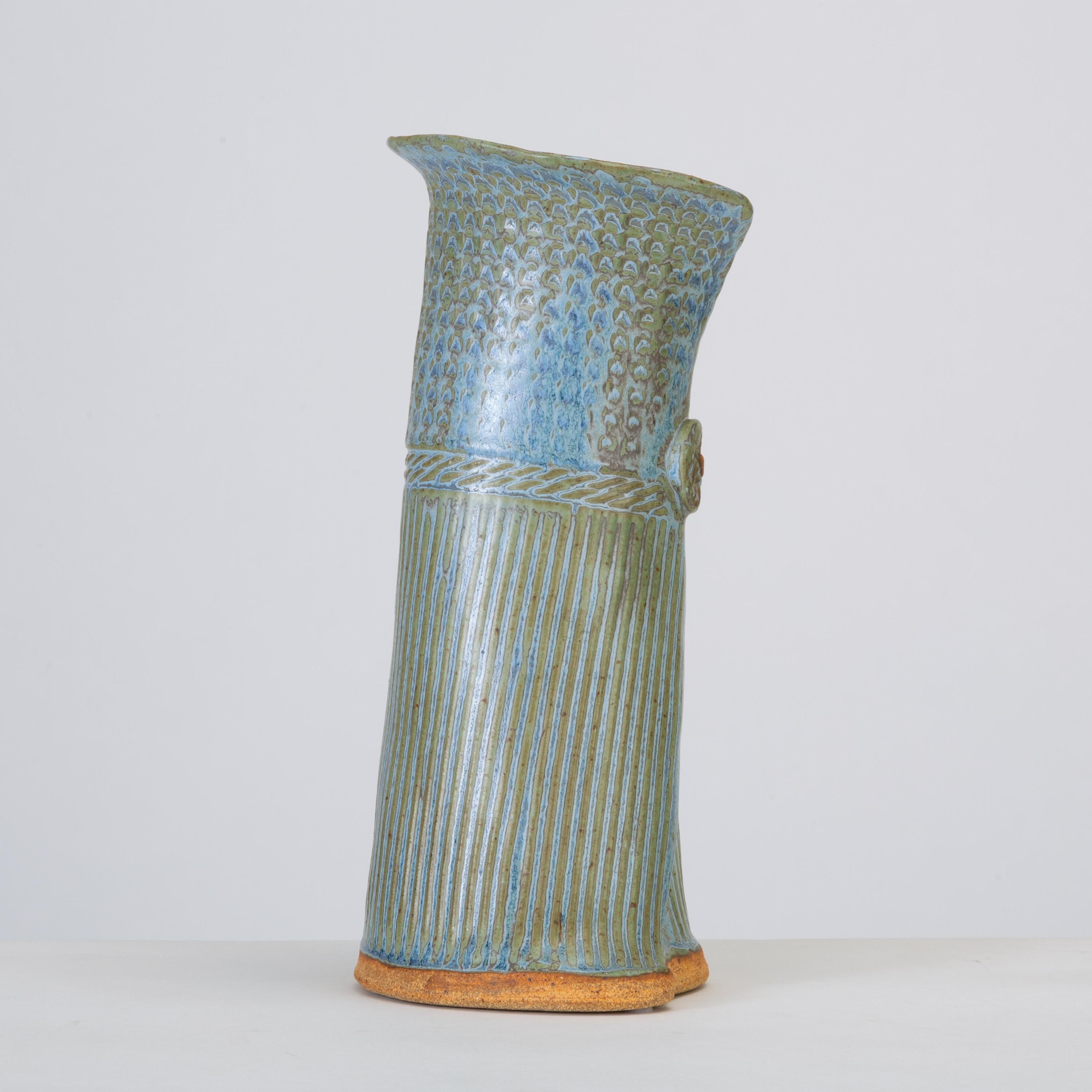 American Incised Vase with Button Detail
