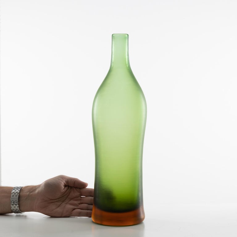 Blown Glass Inciso Bottled Vase by Paolo Venini, Venini, Italy For Sale