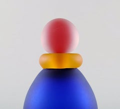 "Inciso" Murano, Blue and Orange Flacon in Mouth Blown Art Glass, 1980s