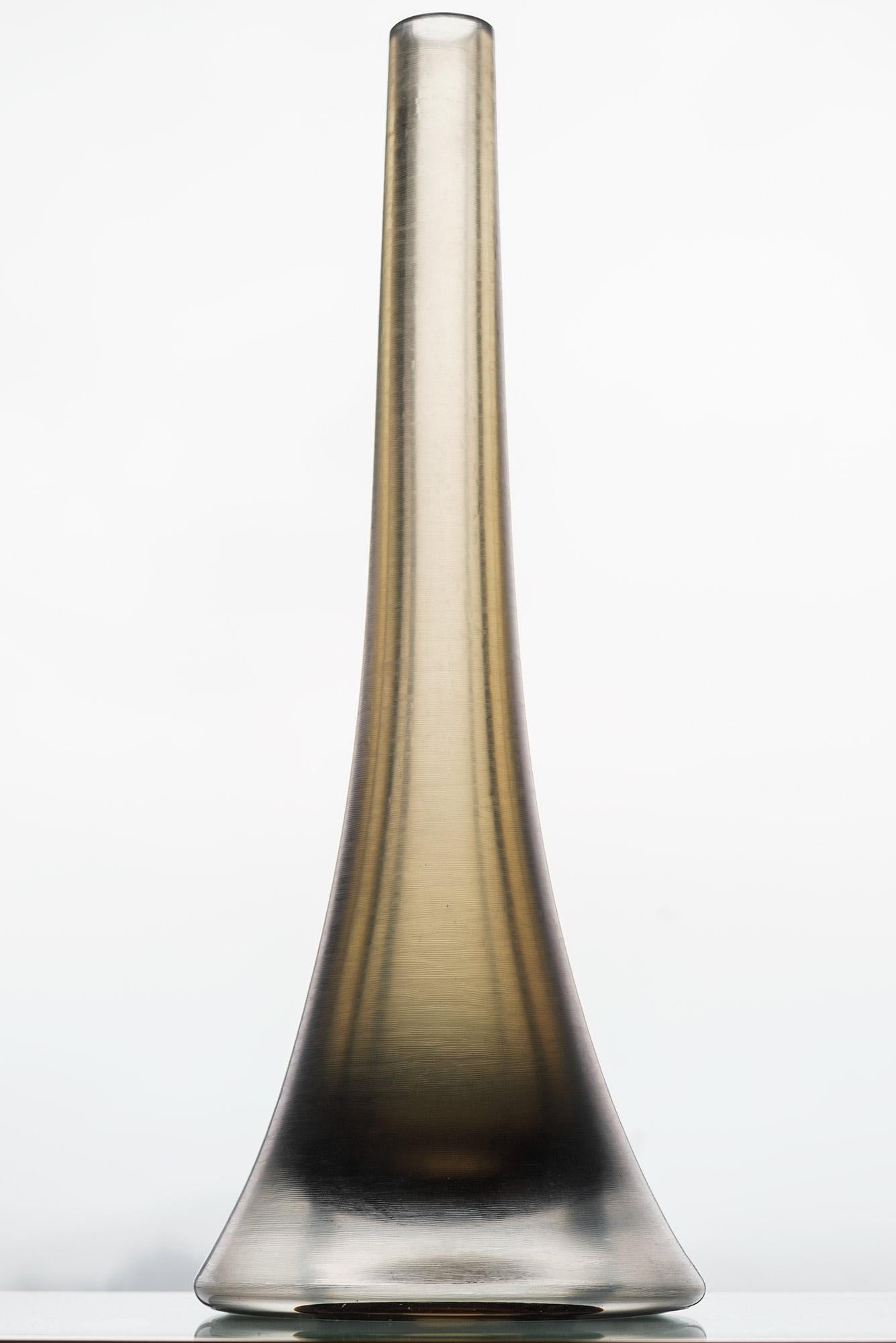 “Inciso” Vase by Paolo Venini, Sommerso WheelCarved Murano Glass, 1950