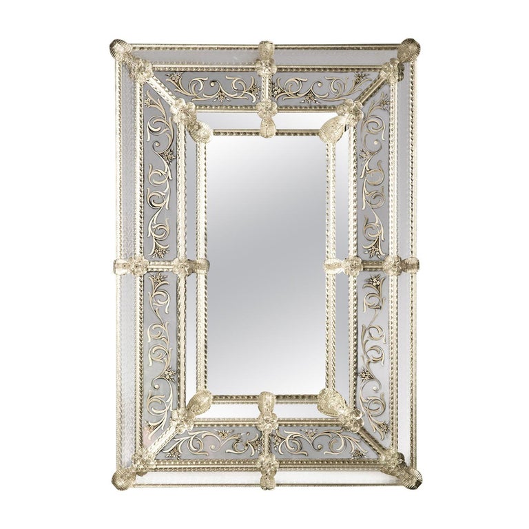 Inciso Venetian Glass Mirror by Ongaro & Fuga For Sale