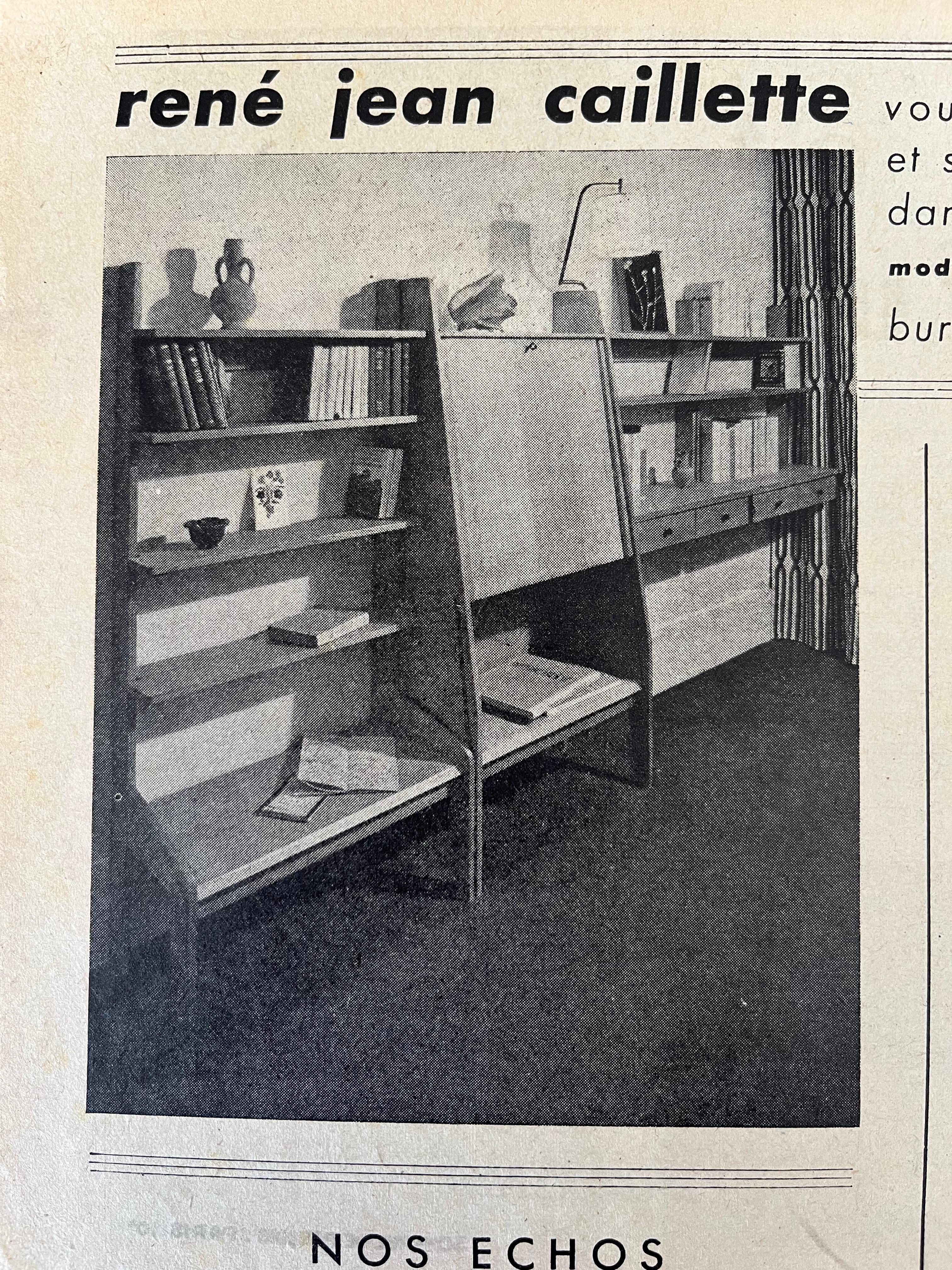 Inclined Shelf in Oak by René Jean Caillette, 1950 For Sale 3