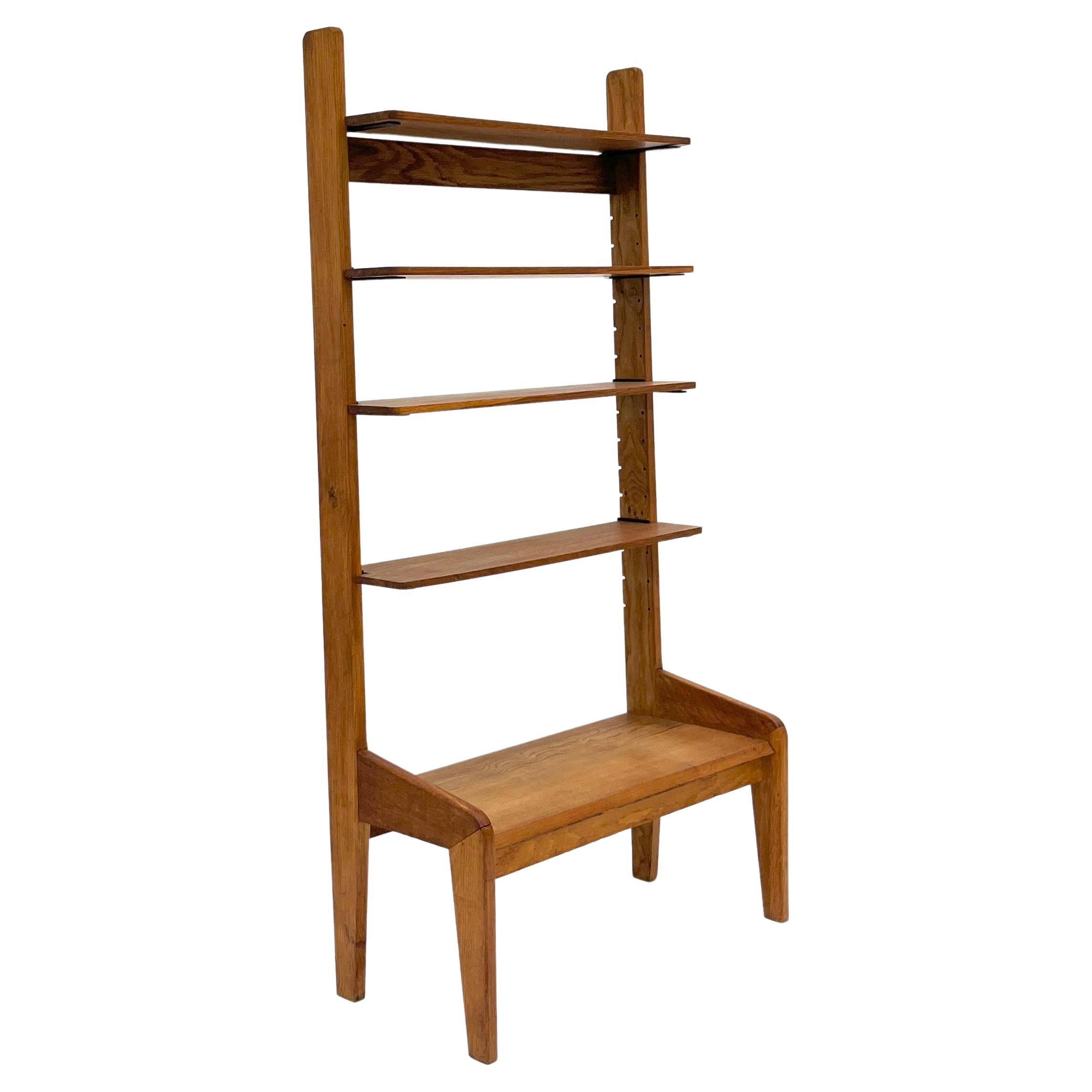 Inclined Shelf in Oak by René Jean Caillette, 1950 For Sale