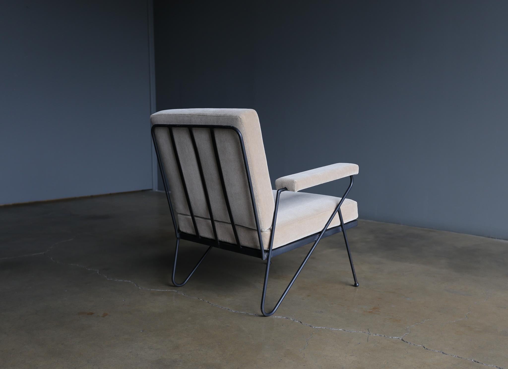 Mid-Century Modern Inco Iron & Mohair Lounge Chair, circa 1955