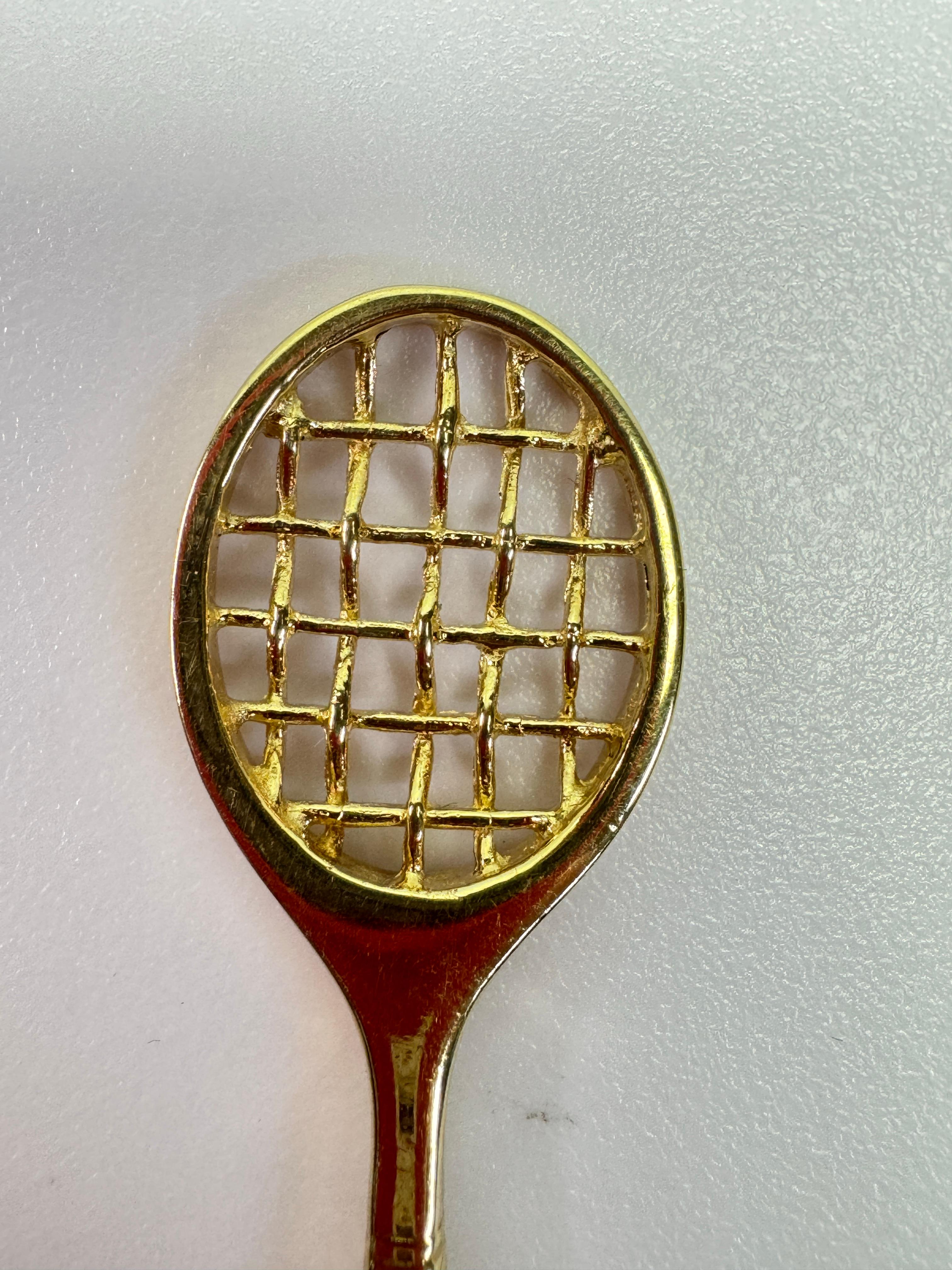 Women's or Men's Incogem 14k Gold Racket Pendant For Sale