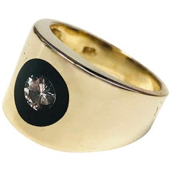 Incogem 14K Yellow Gold Floating Diamond Lucite Ring, 0.35ct, Size 7