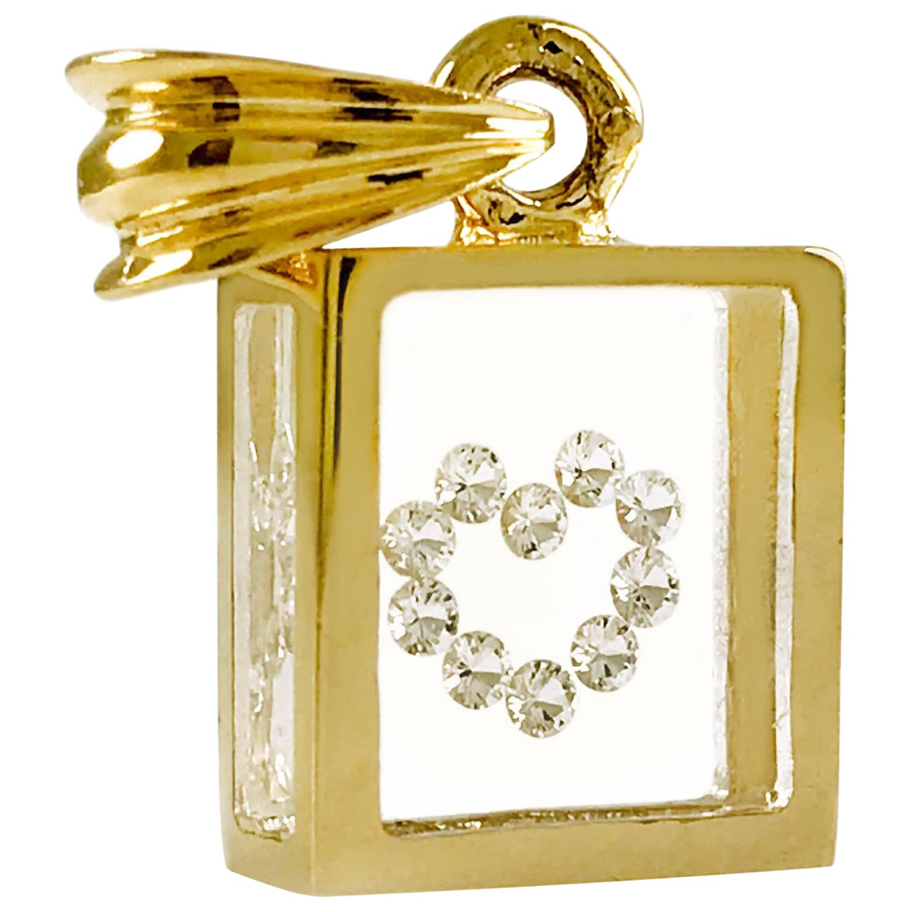 Incogem Schwebender Diamant-Herz-Anhänger, 14K Gelbgold