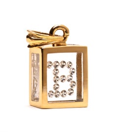 Incogem Floating Diamond Pendant, 14 Karat Yellow Gold, Letter 'B', 0.22ct