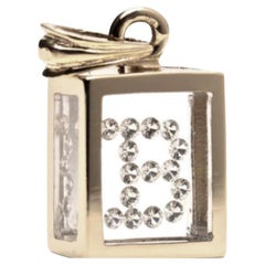 Incogem Floating Diamond Pendant: 14k White Gold (Letter B)