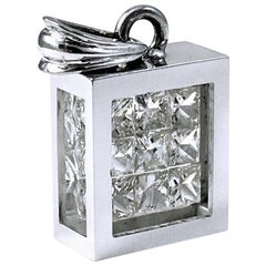 Incogem Floating Diamond Pendant, 14K White Gold, Princess-cut Pave 1.20 ctw