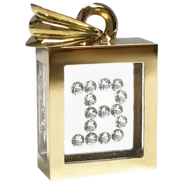 Colgante de Diamante Flotante Incogem: Oro Amarillo 14k (Letra B)