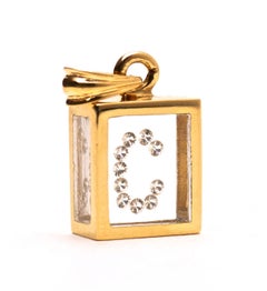 Incogem Floating Diamond Pendant, 14K Yellow Gold, Letter "C"