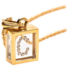 Incogem Floating Diamond Pendant, 14K Yellow Gold, Letter "C"