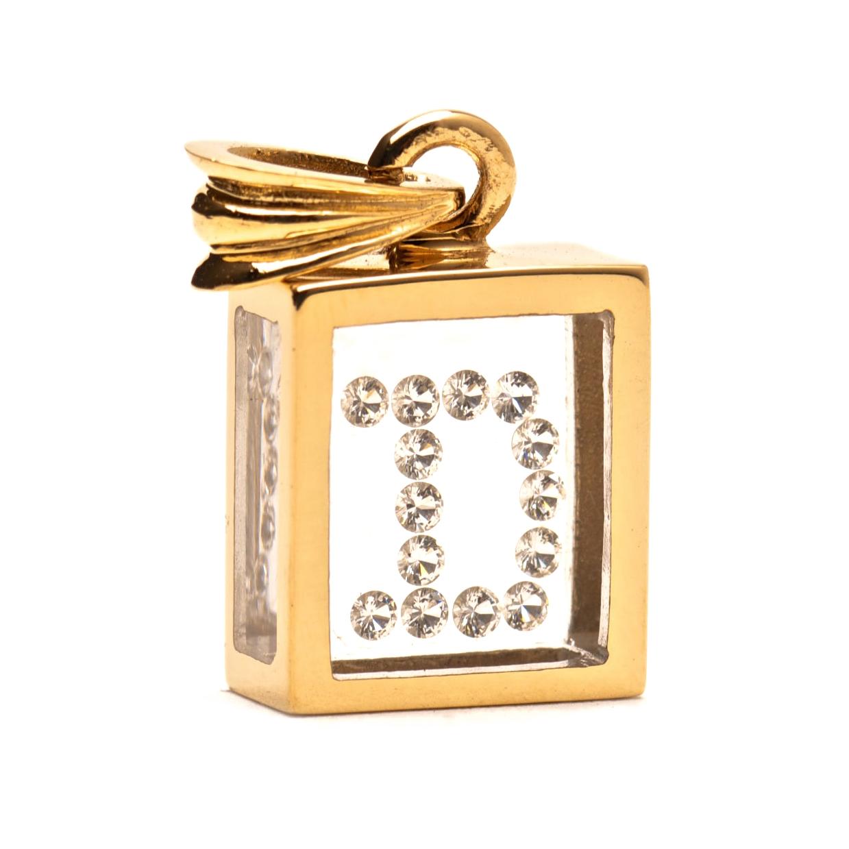 Moderne Pendentif en or jaune 14 carats avec diamants flottants Incogem (primé D) en vente