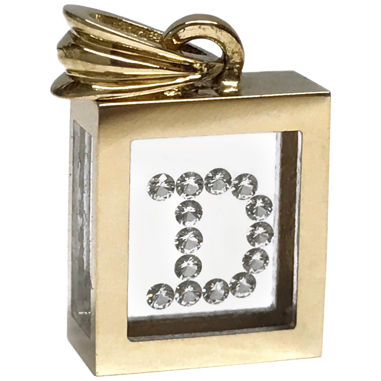 Incogem Floating Diamond Pendant: 14k Yellow Gold (Letter D)
