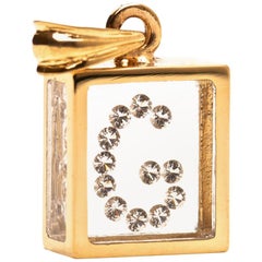 Incogem Floating Diamond Pendant, 14K Yellow Gold, Letter "G"