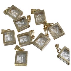 Incogem Floating Diamond Pendant, 14K Yellow Gold, Letter "I"