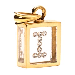 Schwebender Diamant-Anhänger mit Inkogem: 14k Gelbgold (letzter I)