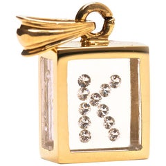 Incogem Floating Diamond Pendant: 14k Yellow Gold (Letter K)
