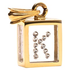Incogem Floating Diamond Pendant, 14K Yellow Gold, Letter "K"
