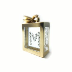 Incogem Floating Diamond Pendant, 14K Yellow Gold, Letter "M"
