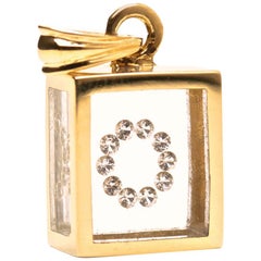 Incogem Floating Diamond Pendant: 14k Yellow Gold (Letter O)