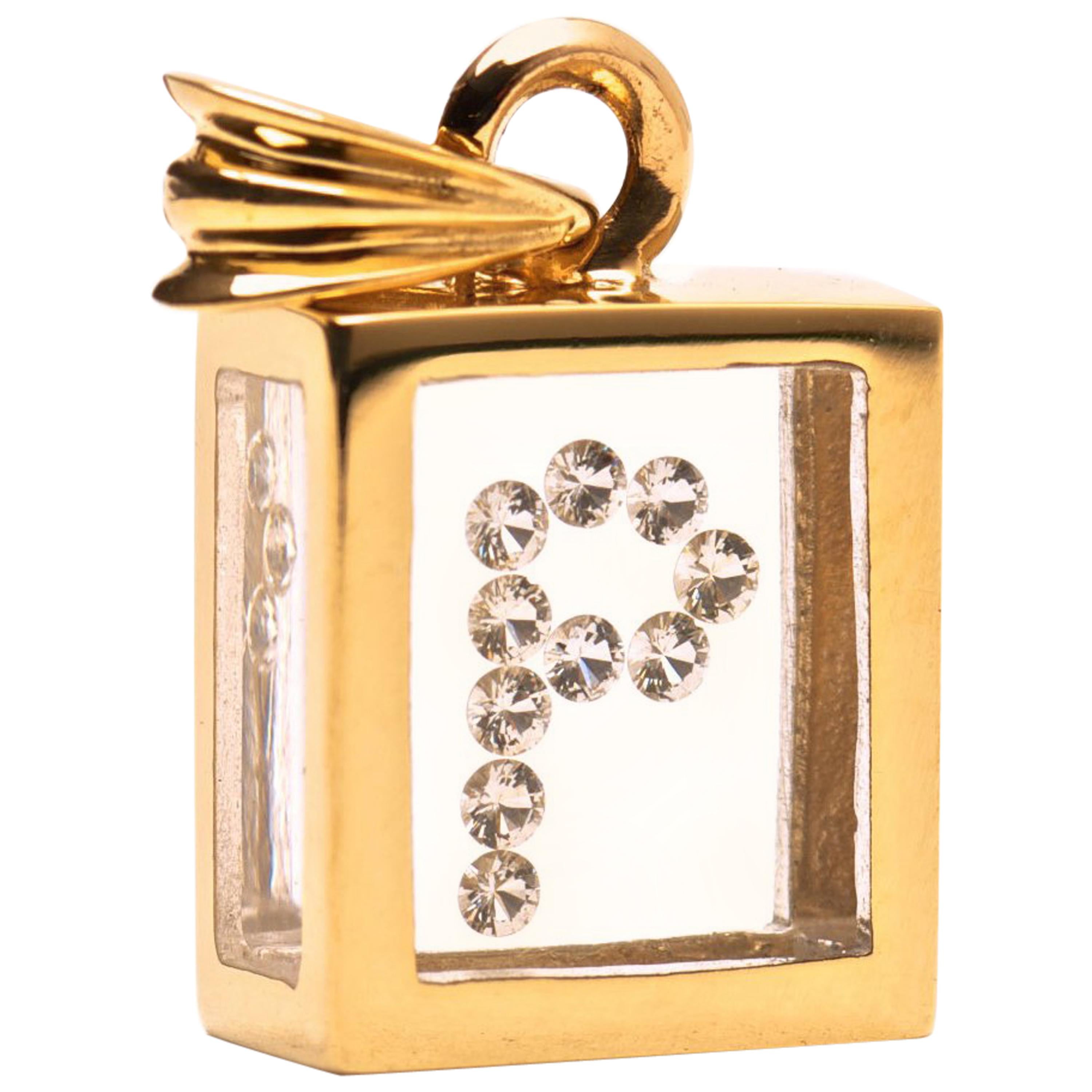 Pendentif en diamant flottant Incogem : or jaune 14 carats (anciennement P) en vente