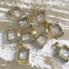Pendentif flottant en or jaune 14K avec diamants, lettre "T" Incogem