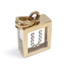 Incogem Floating Diamond Pendant, 14K Yellow Gold, Letter "U"