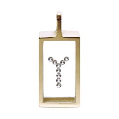 Incogem Floating Diamond Pendant, 14K Yellow Gold, Rectangle Letter "Y"
