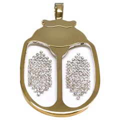 Incogem Floating Diamond Scarab Pendant, 14K Yellow Gold, 1.50ctw