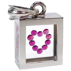 Incogem Floating Ruby HeartPendant, 14K White Gold