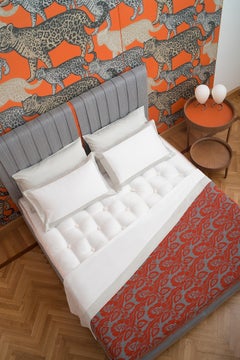 Ensemble de lit « Incontri » en coton blanc et gris