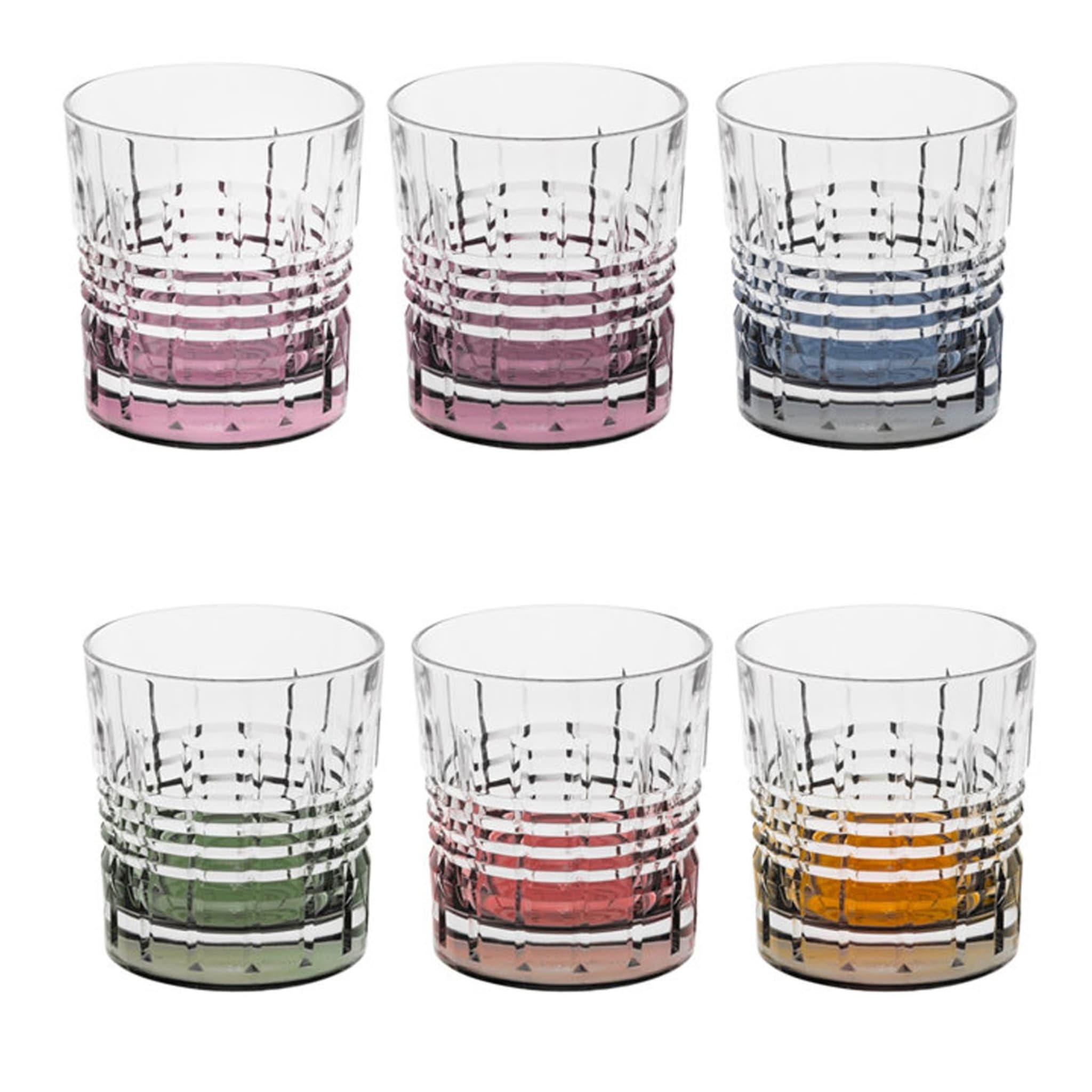 Delicate colors, striking texture, and exquisite craftsmanship are the distinctive qualities of this set from the Incontro Collection. Each of these six water glasses is fashioned of crystal and hand decorated with hints of pastel hues on the bottom