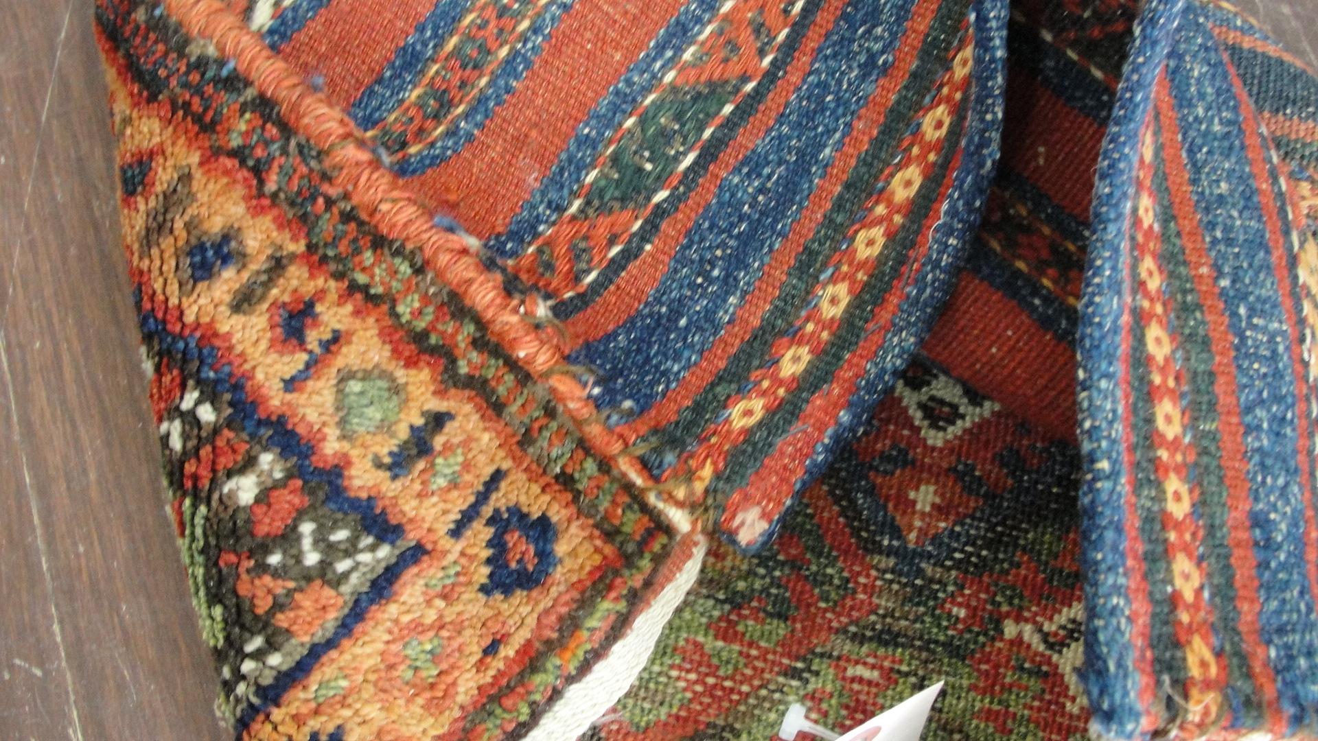 Tribal Incrediable Antique Kurdish Bag face Oriental Rug, Excellent