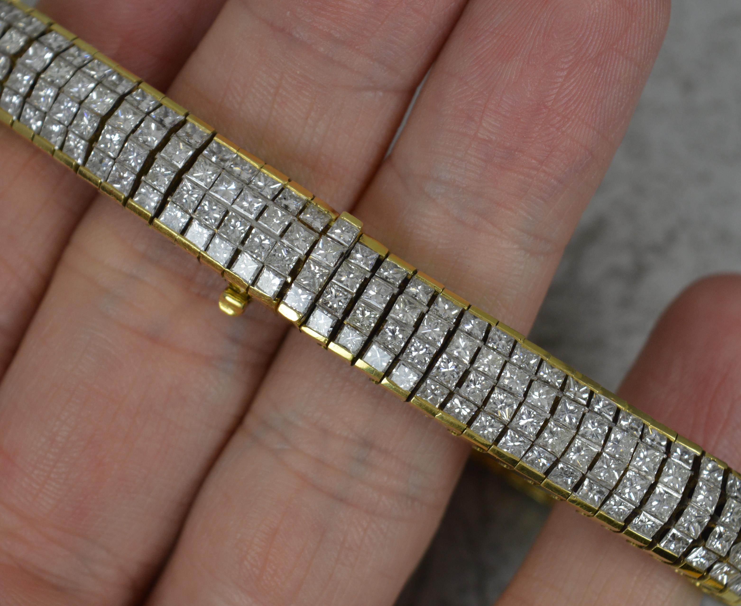 Unglaubliches 16 Karat Diamant-Armband aus 18 Karat Gelbgold 7 lang (Carréschliff)