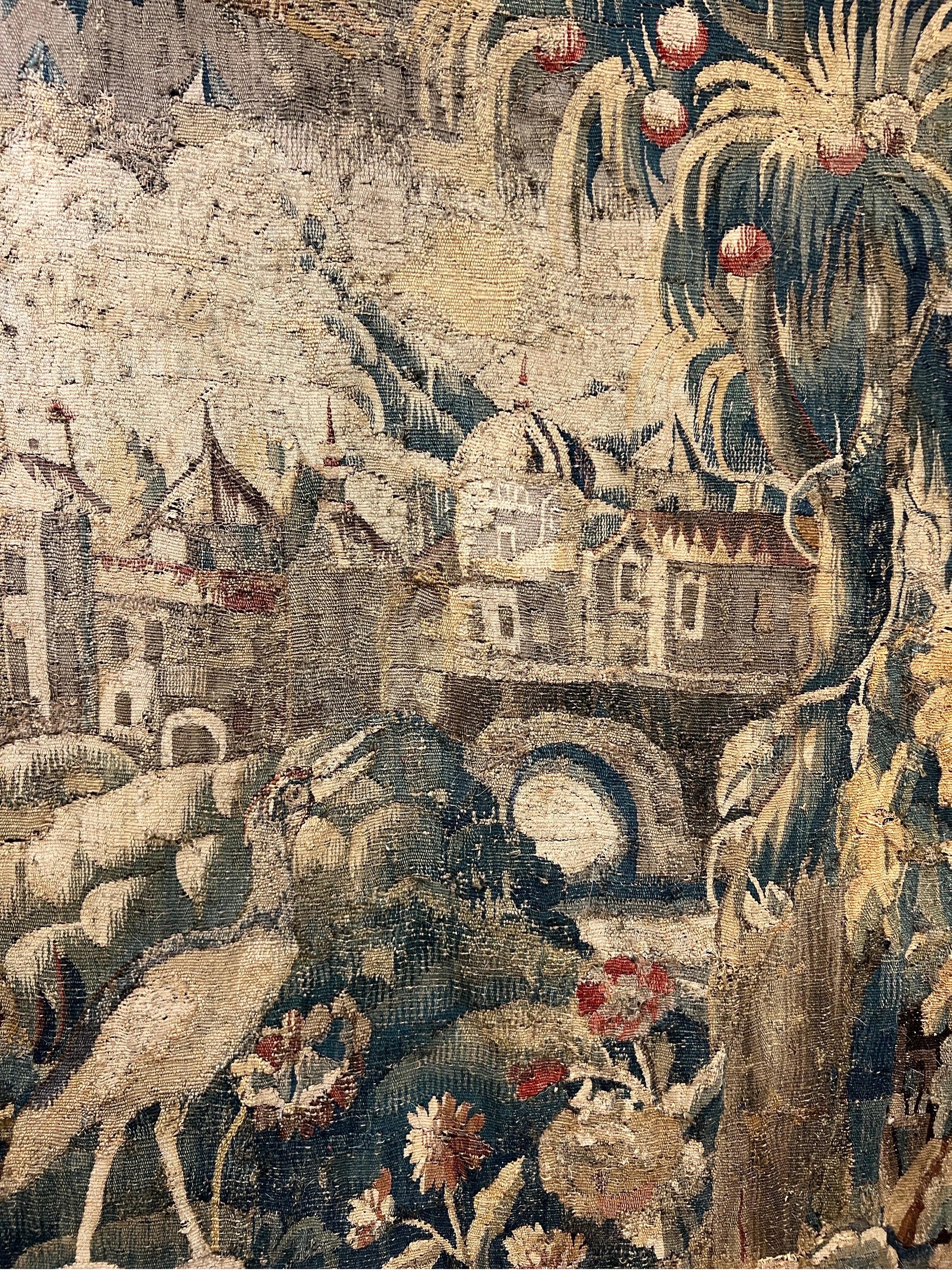 French Incredible 17th- early 18th century Aubusson silk and wool tapestry 7’ x 9’ wide For Sale