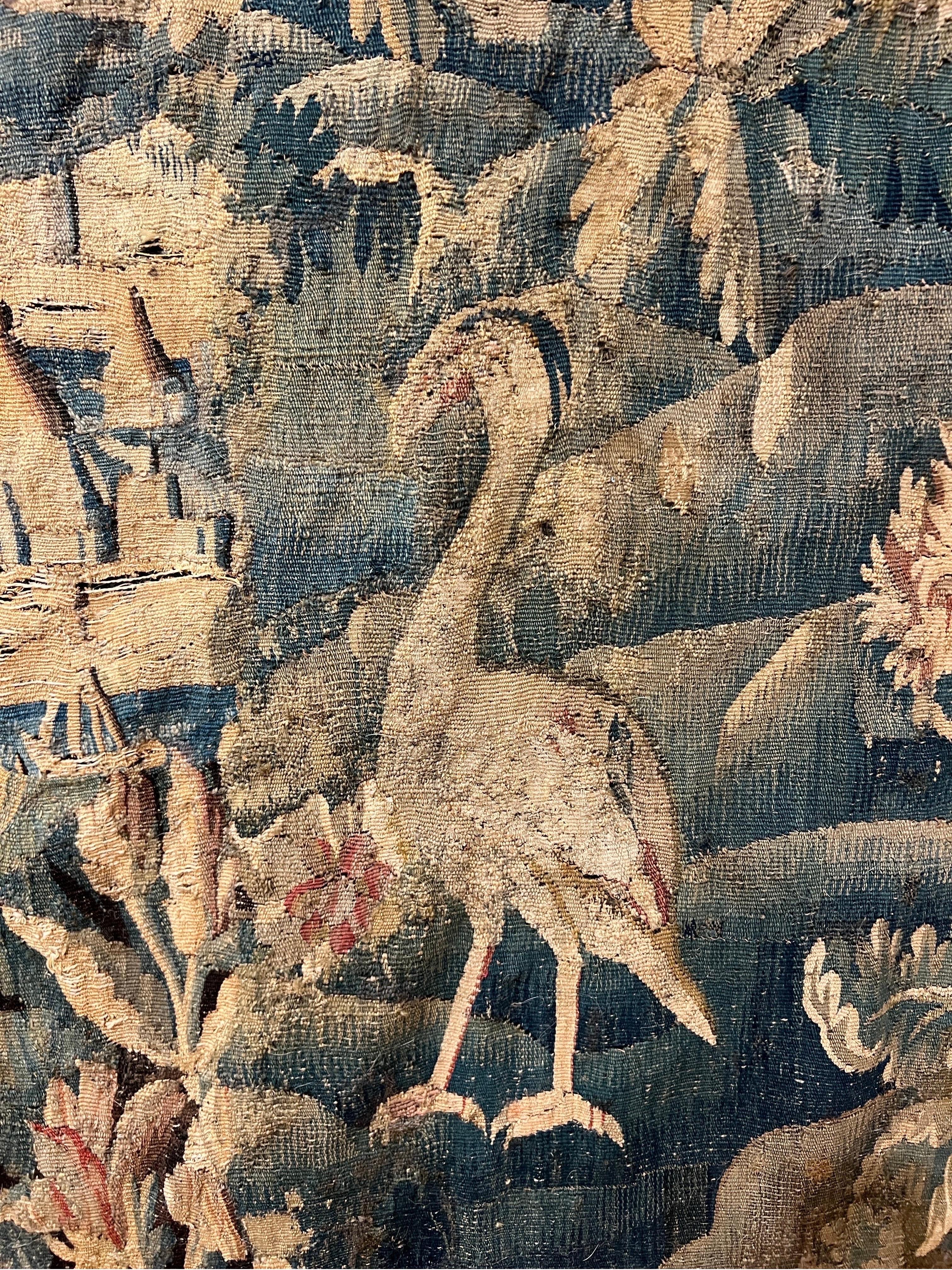 Incredible 17th- early 18th century Aubusson silk and wool tapestry 7’ x 9’ wide In Good Condition For Sale In Richmond, VA