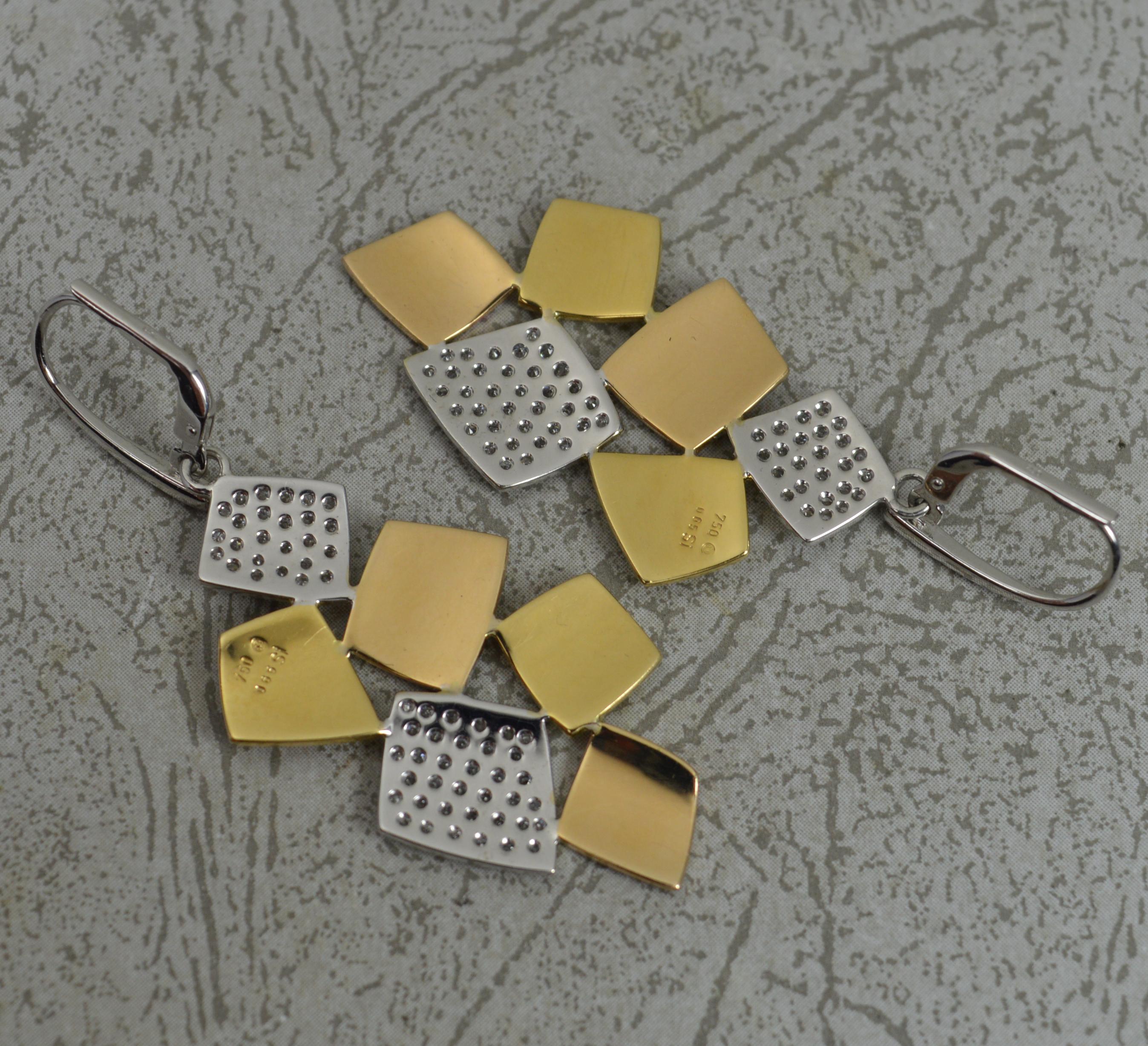 Incredible 18 Carat Gold Tri Colour 4.17 Carat Diamond Pendant and Earrings Set For Sale 5