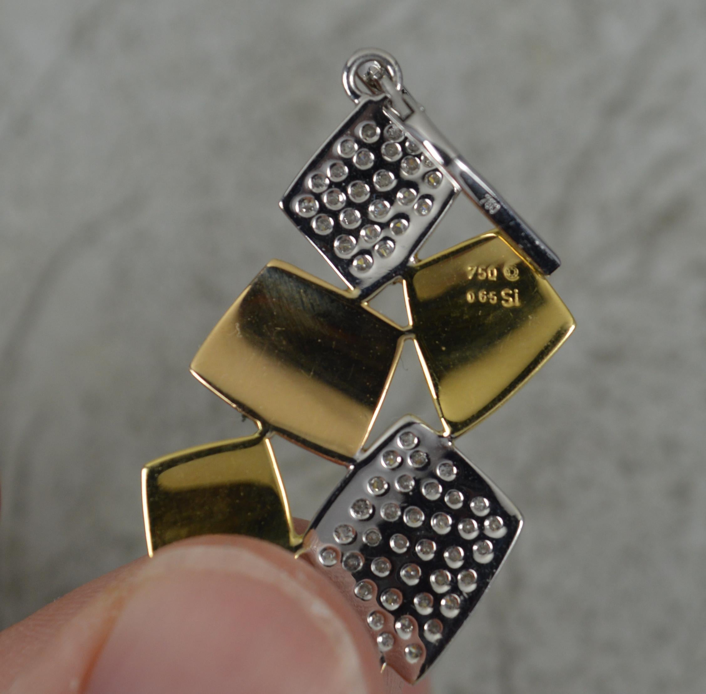 Incredible 18 Carat Gold Tri Colour 4.17 Carat Diamond Pendant and Earrings Set For Sale 6
