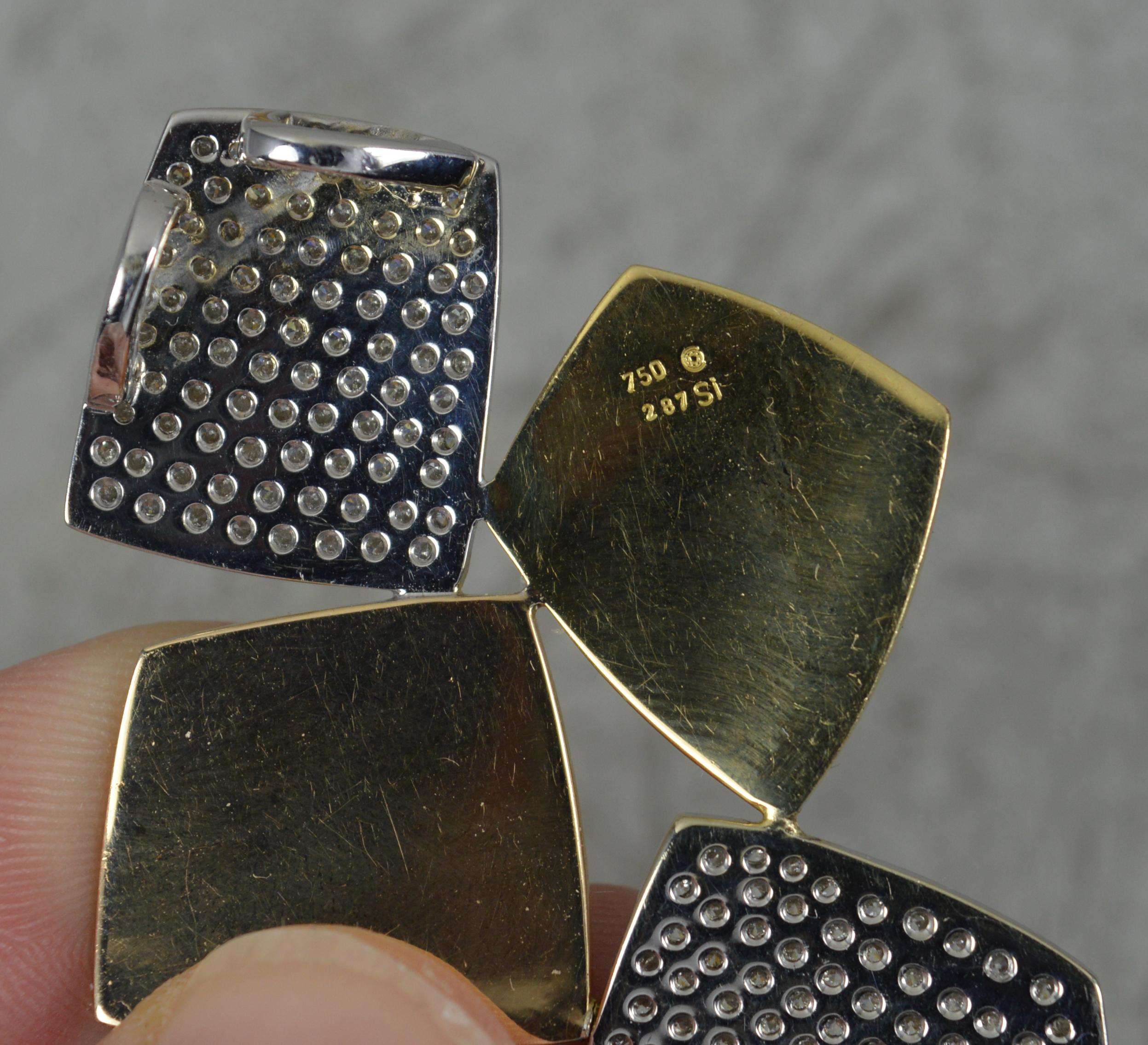 Incredible 18 Carat Gold Tri Colour 4.17 Carat Diamond Pendant and Earrings Set For Sale 2