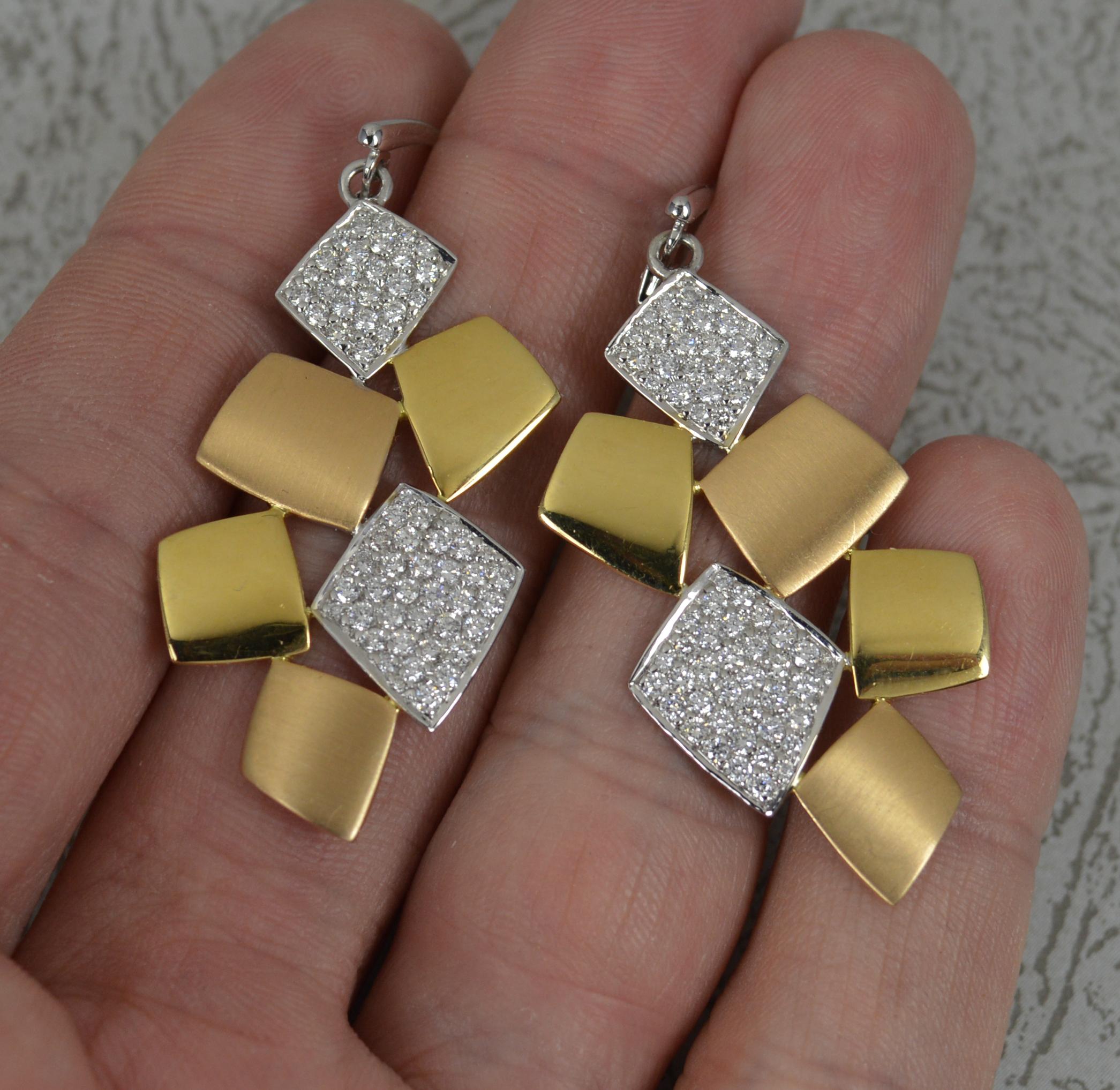 Unglaublicher 18 Karat Gold Tri Colour 4,17 Karat Diamant-Anhänger und Ohrringe gefasst 4