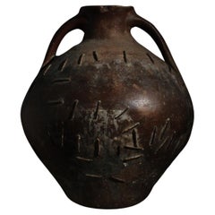 Antique Incredible 18th C. Staple Heavily Repaired Terracotta Vessel Wabi Sabi