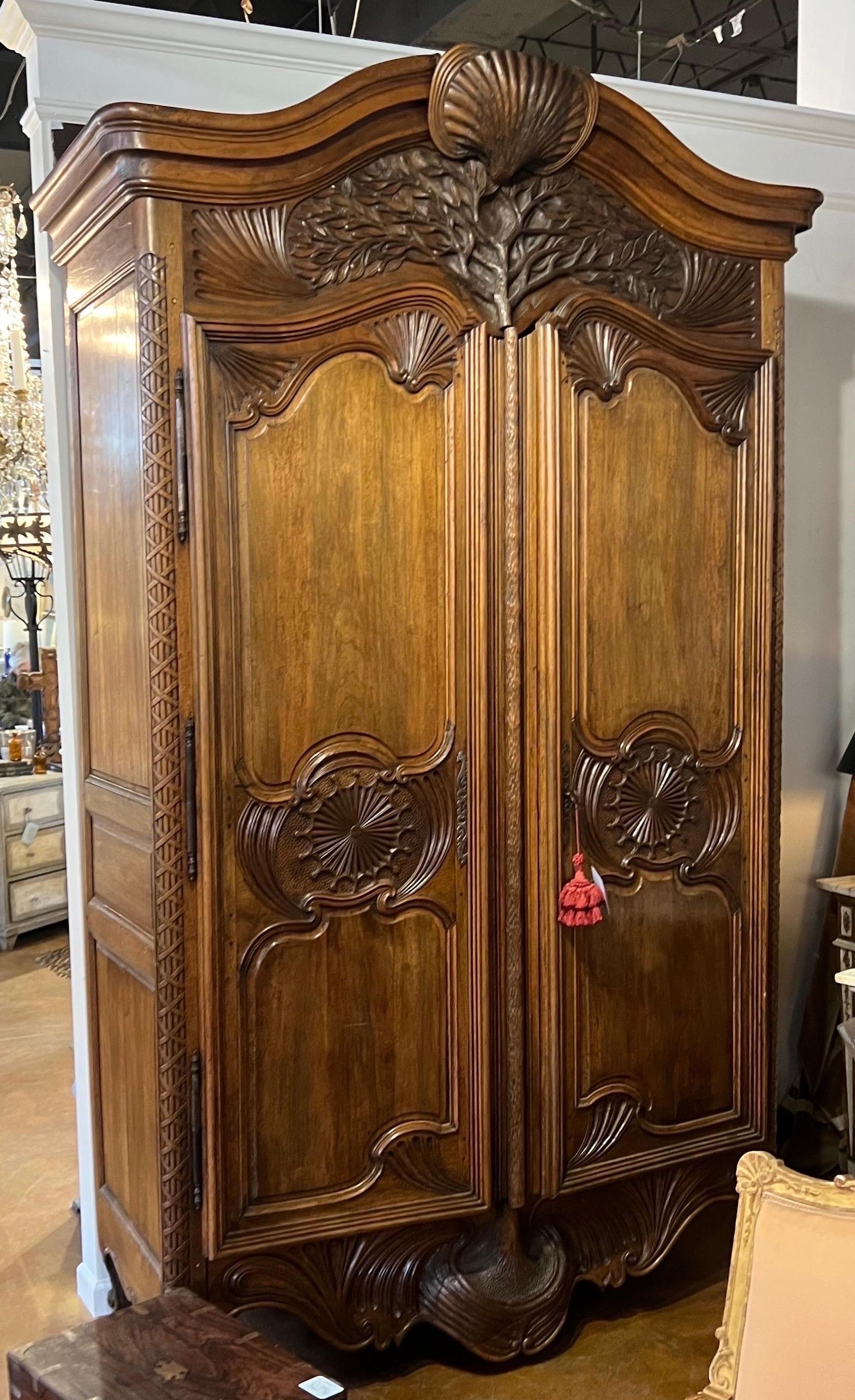Incredible 18th century French armoire with “Tree of life”  For Sale 7