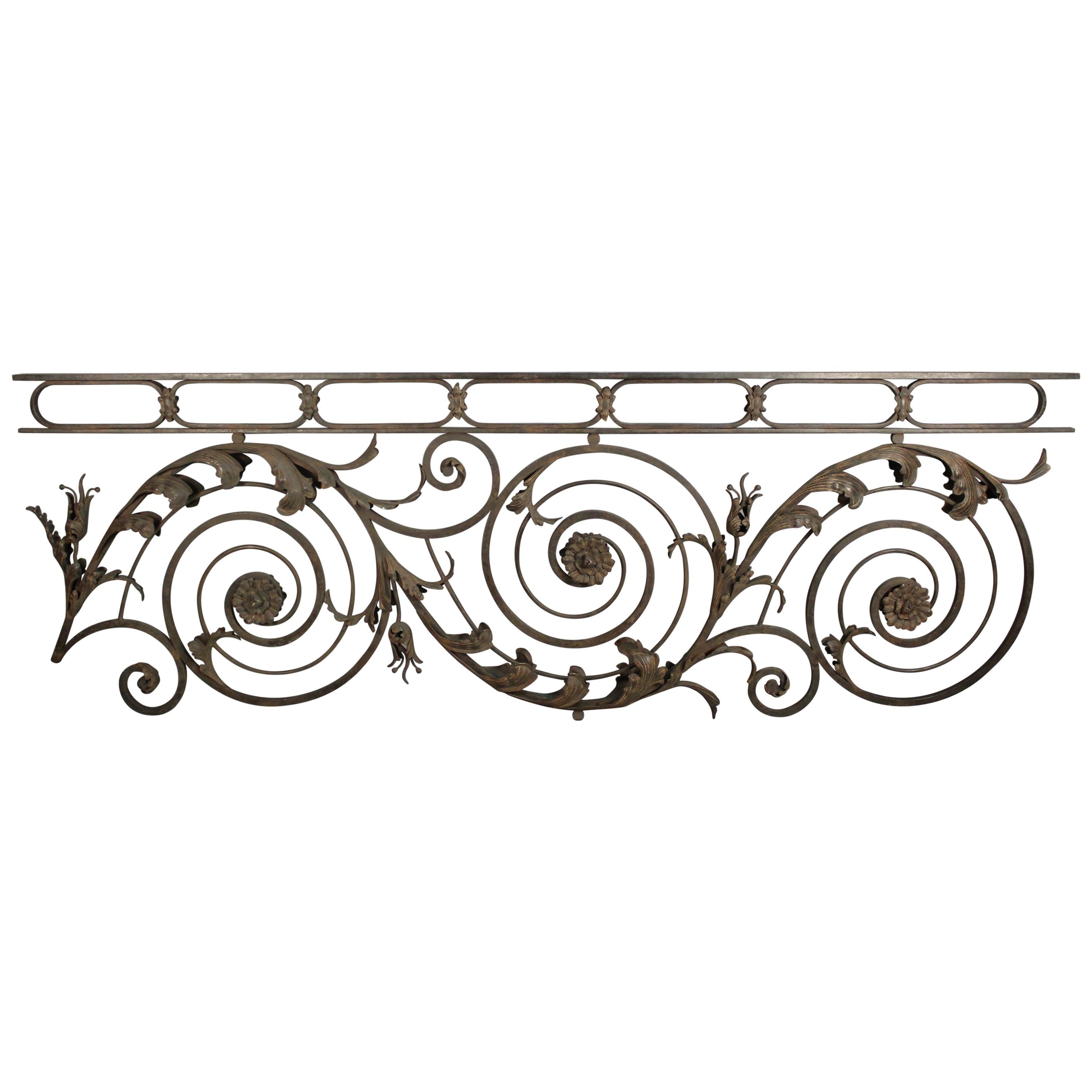 Incredible 1920s Wrought Iron Architectural Element For Sale