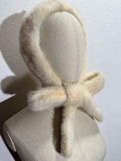 Incredible 1960s Adolfo Natural White Mink Hood w Self-Tie Large Bow Closure