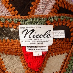 Incredible 1970s Vintage Hippie Boho Crochet Wool + Suede Leather Vest Jacket