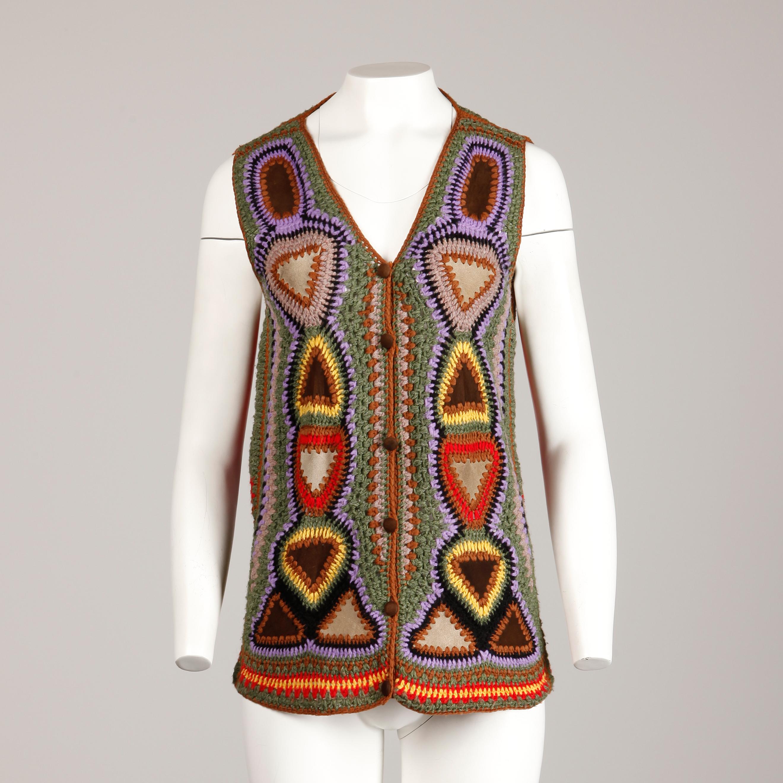 1960's crochet hippie vest