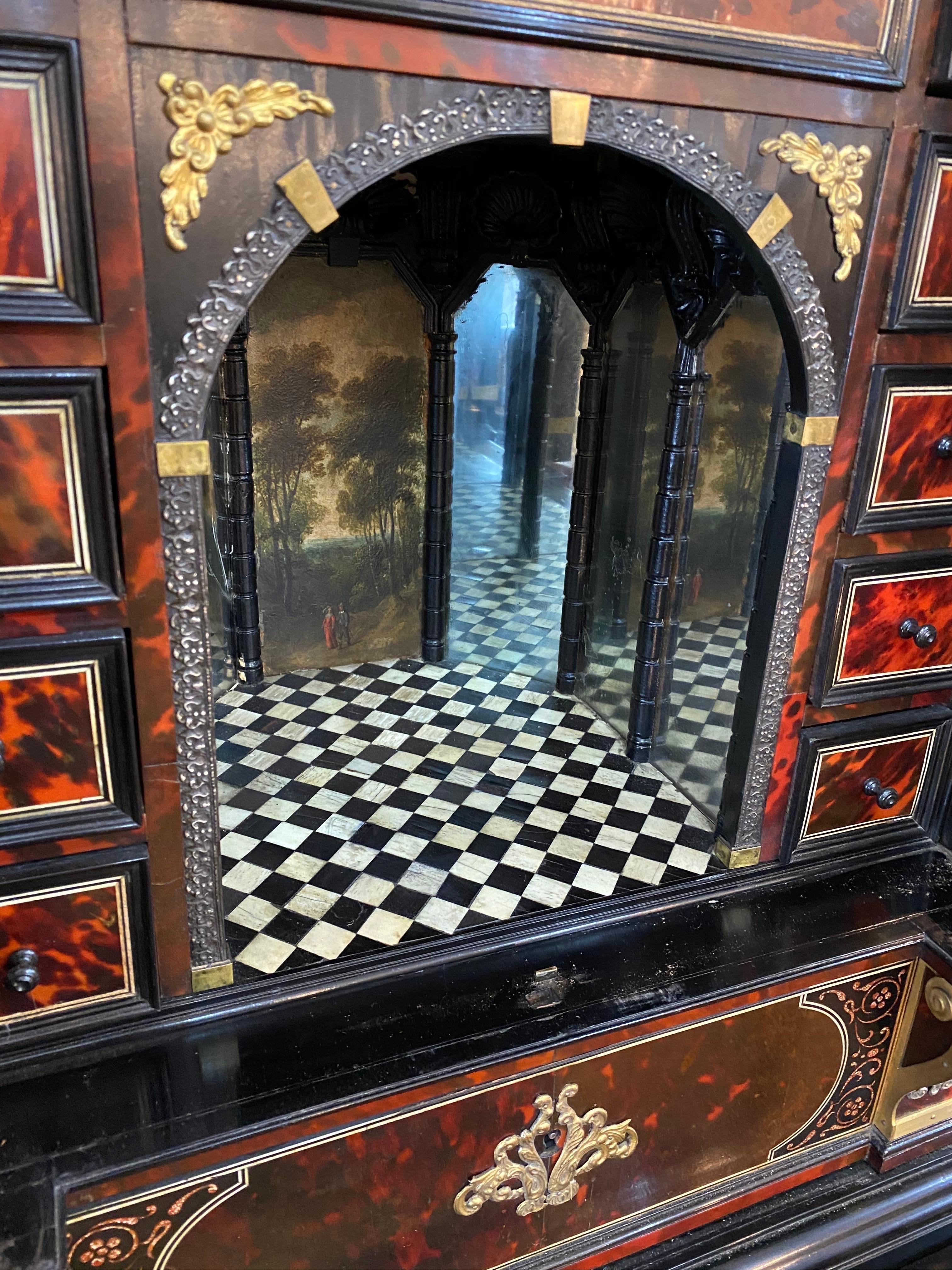 Incredible 19th Century Continental Tortoiseshell and Silver Collectors Cabinet For Sale 2